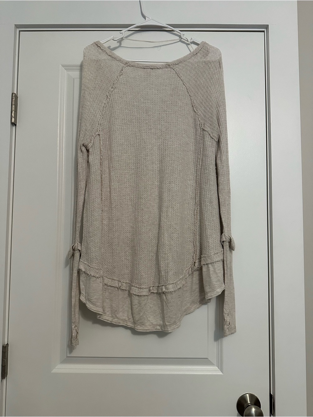 Free People Layered Ruffle-Hem Long Sleeve Top - Light Beige - Picture 2 of 3